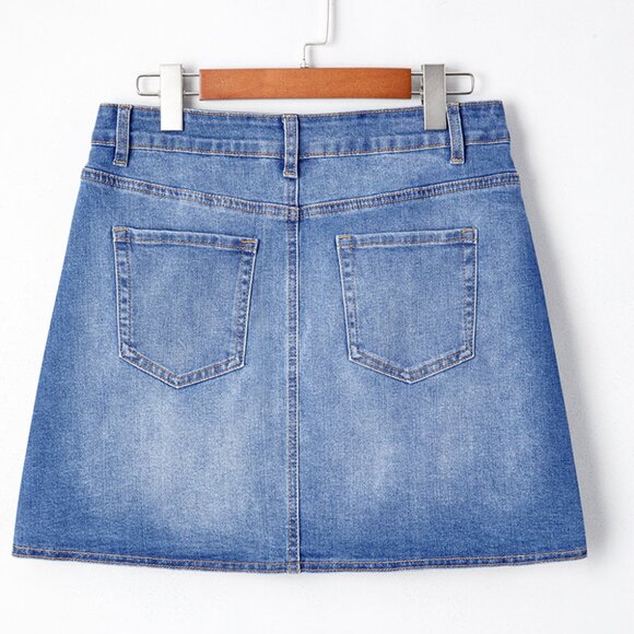💙 Ashleigh Blue Cross-Waist Denim Mini Skirt – Bold, Stylish & Snatched! - Picture 2 of 6